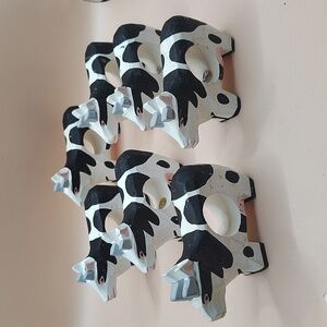 Handcrafted Wooden Cow Napkin Rings Set Of 7